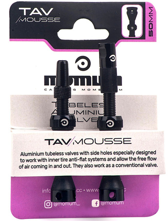 Zestaw wentyle presta 50 mm TAV MOUSSE Tubeless Valves 